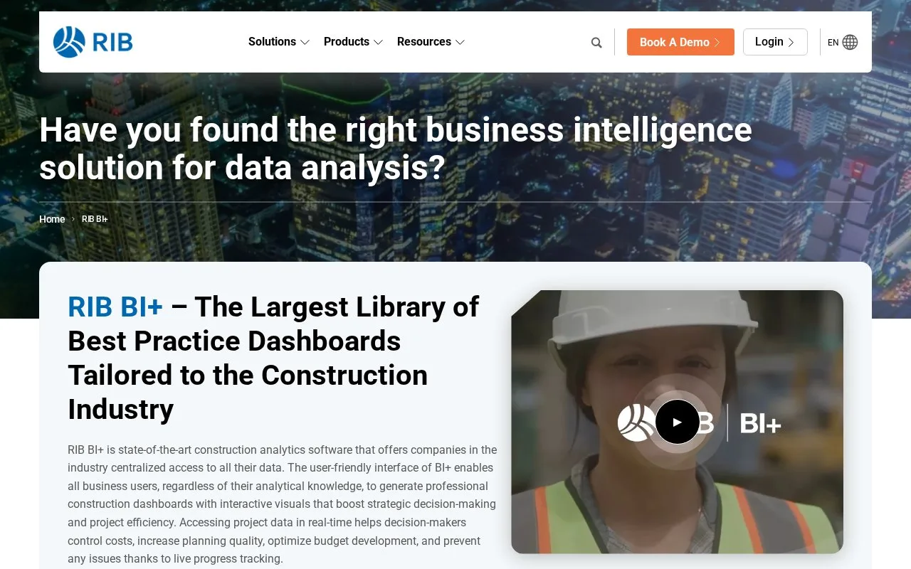 Screenshot of the RIB BI+ homepage
