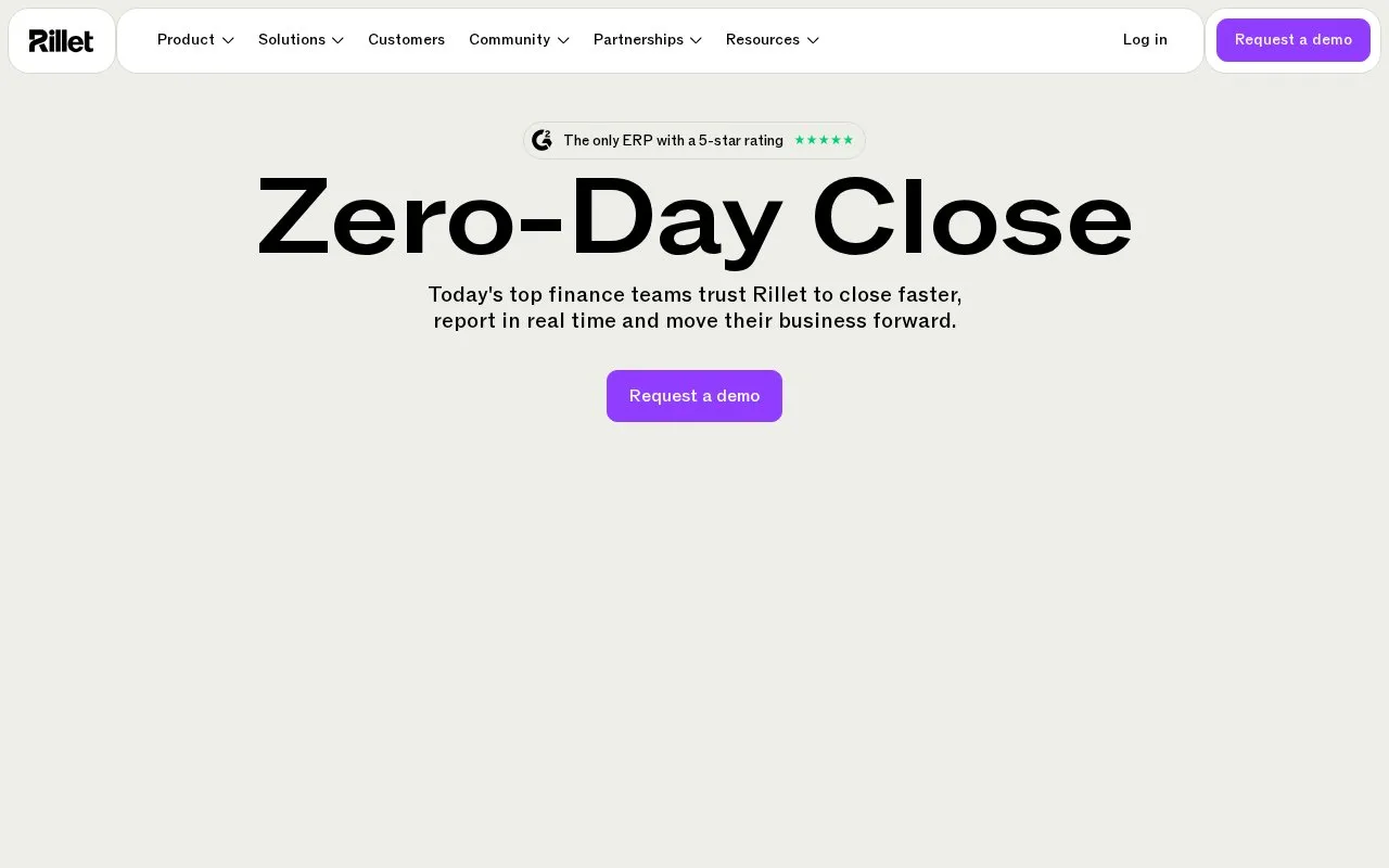 Screenshot of the Rillet homepage