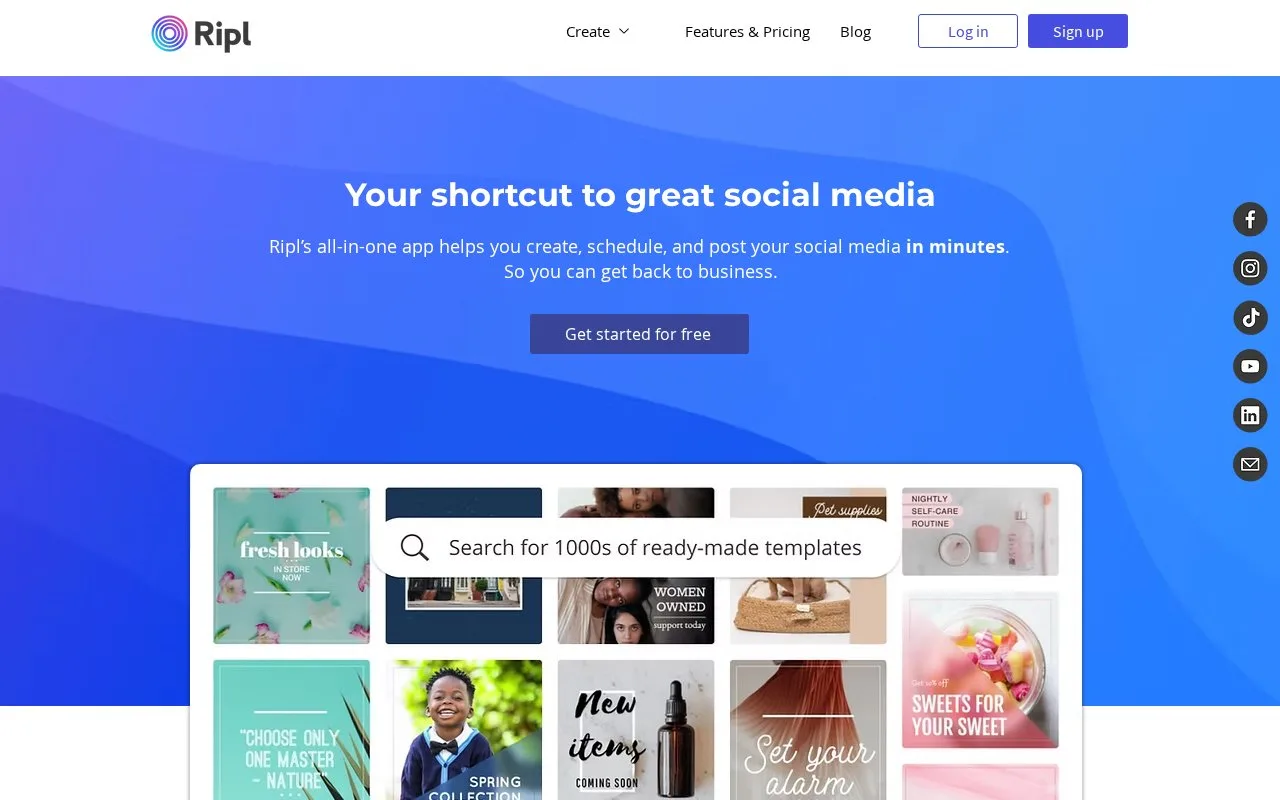 Screenshot of the Ripl homepage