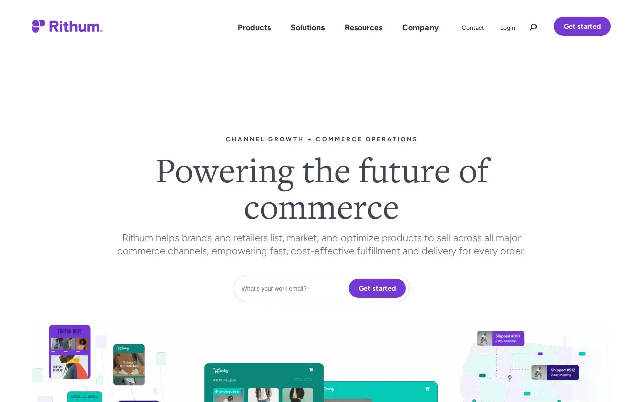 Screenshot of the Rithum homepage