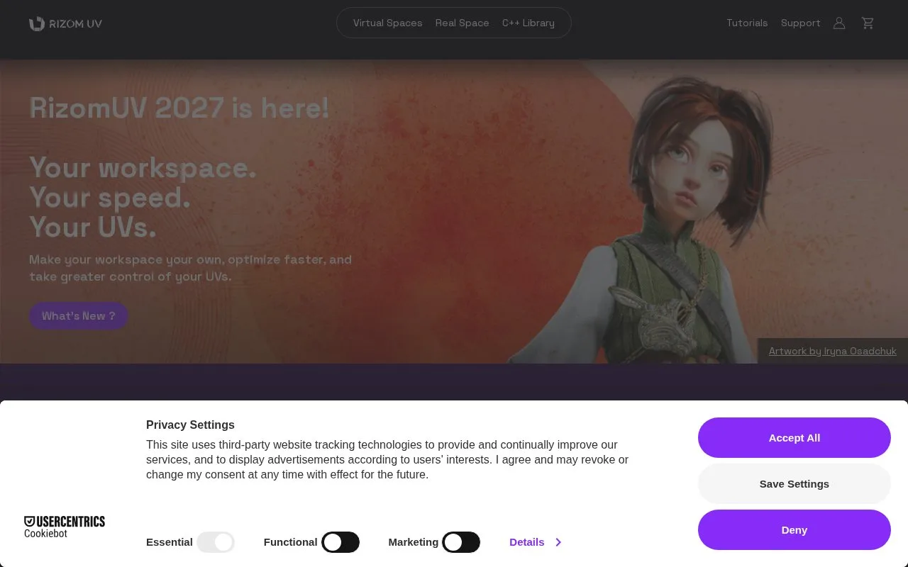 Screenshot of the RizomUV homepage