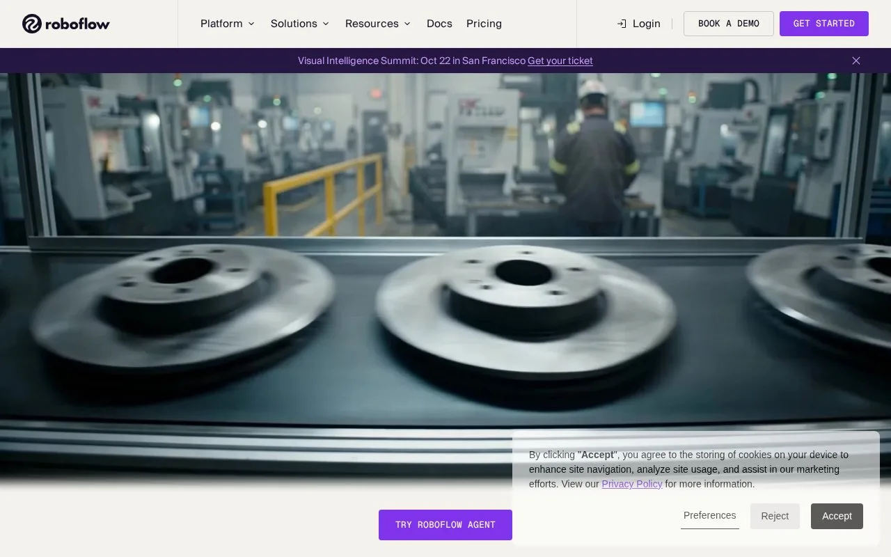 Screenshot of the Roboflow homepage