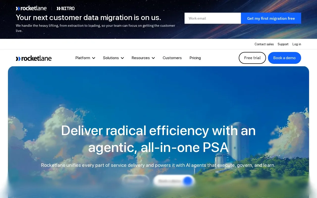 Screenshot of the Rocketlane homepage
