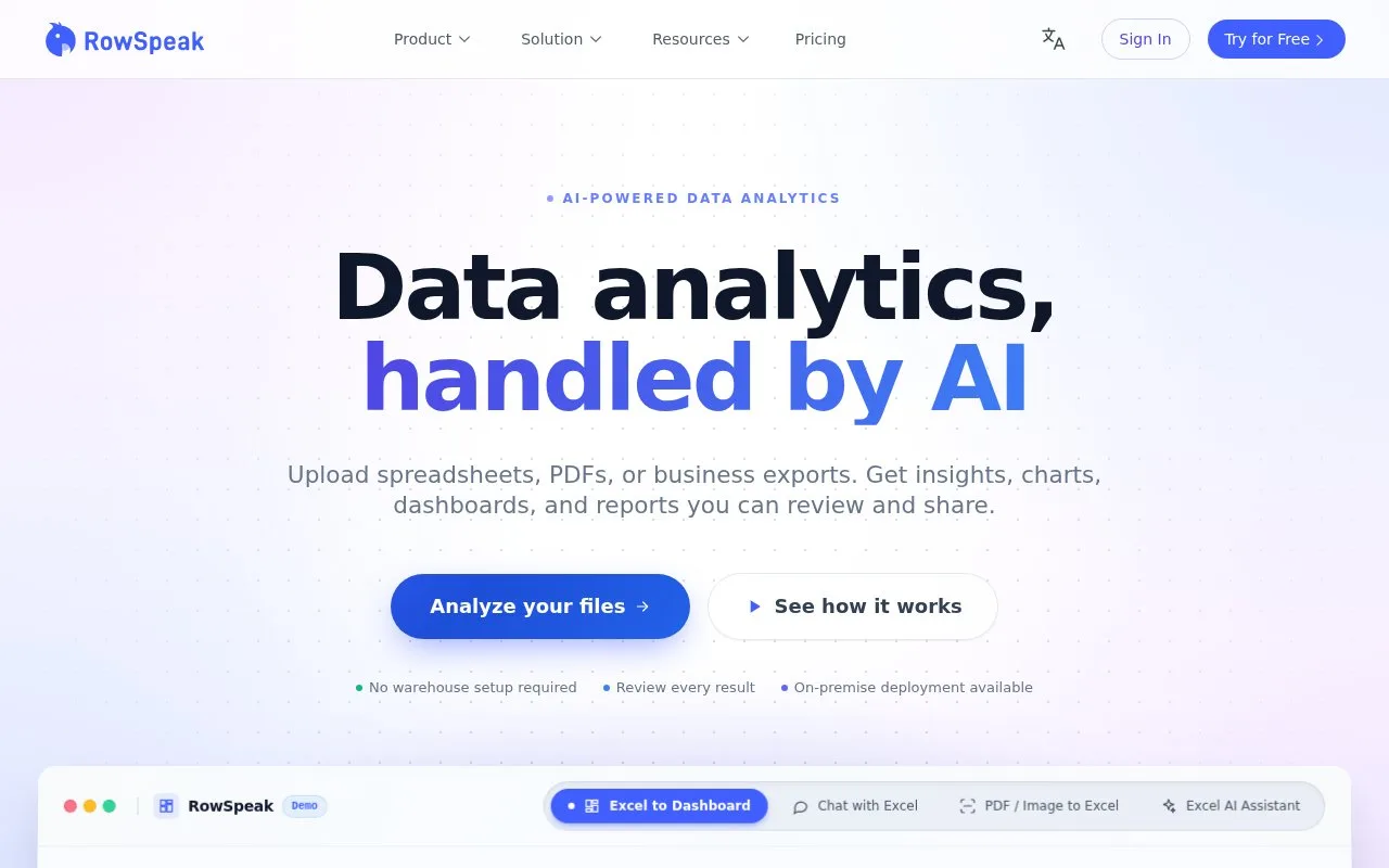 Screenshot of the RowSpeak homepage