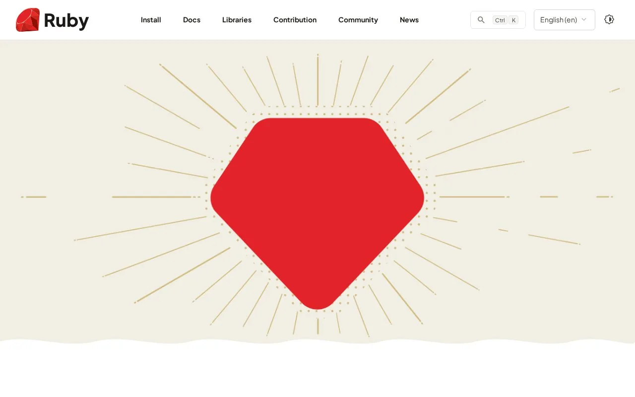 Screenshot of the Ruby homepage