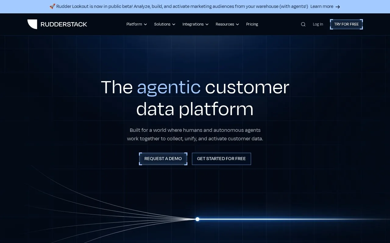 Screenshot of the RudderStack homepage