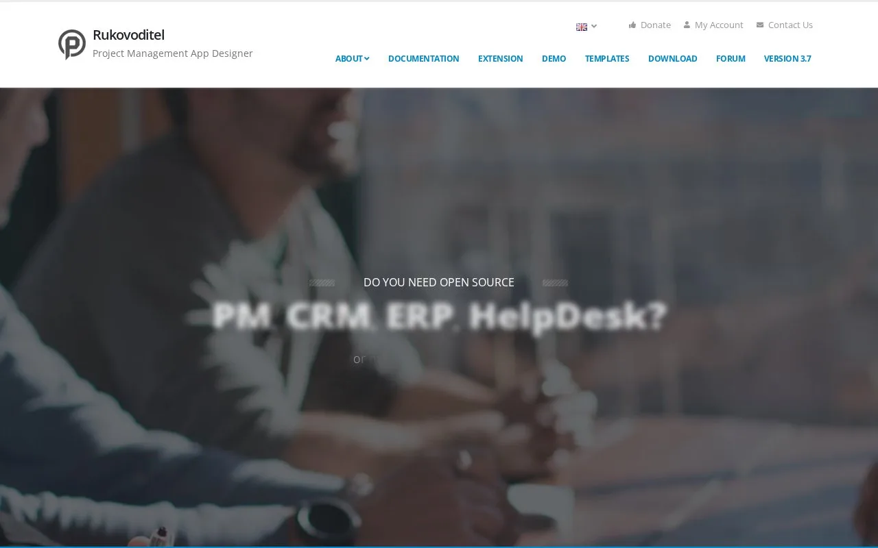 Screenshot of the Rukovoditel homepage