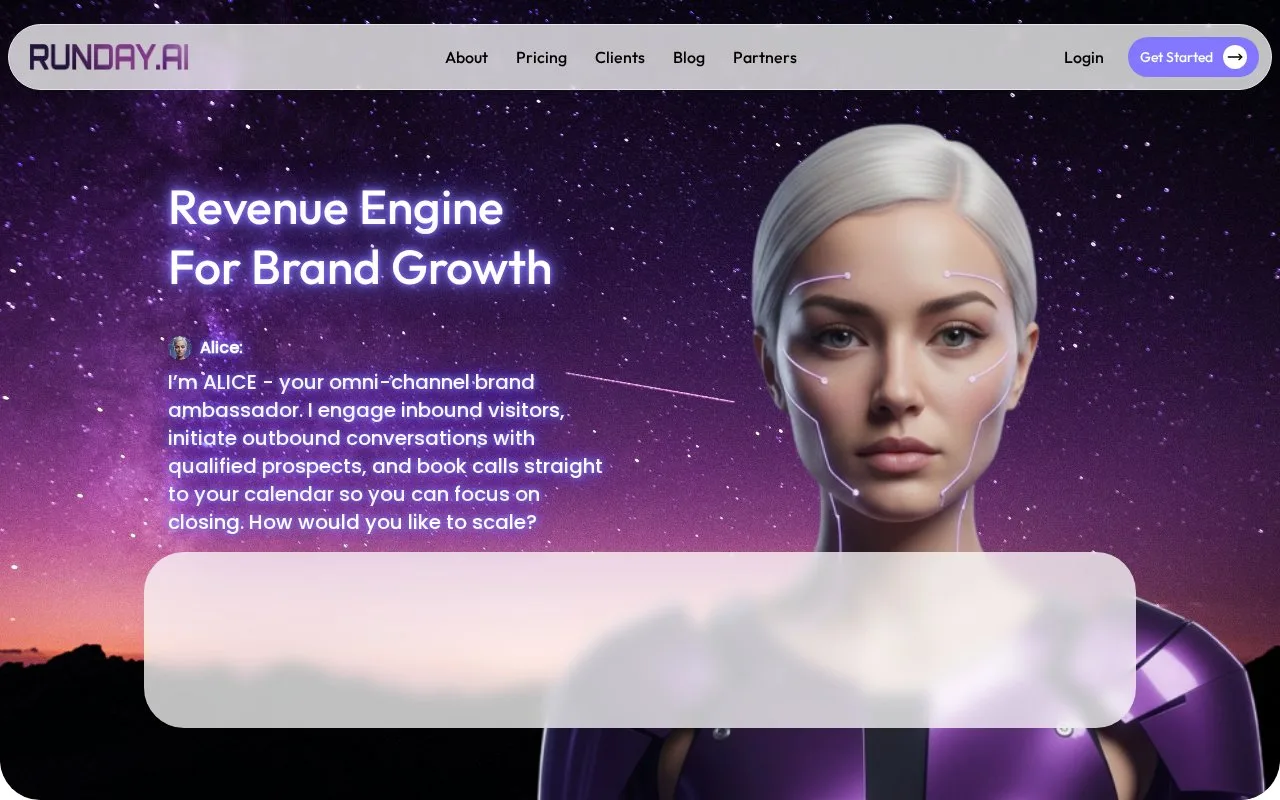 Screenshot of the Runday.ai homepage