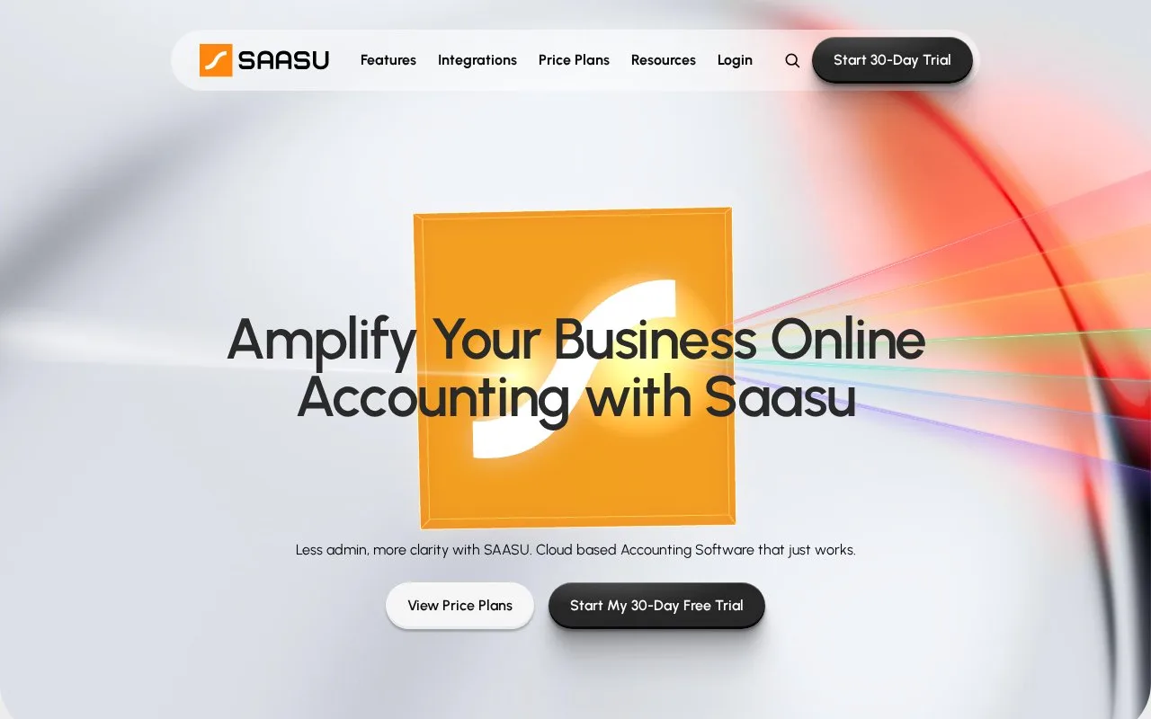 Screenshot of the Saasu homepage