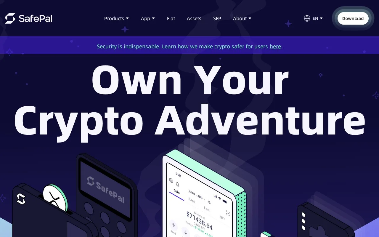 Screenshot of the SafePal homepage