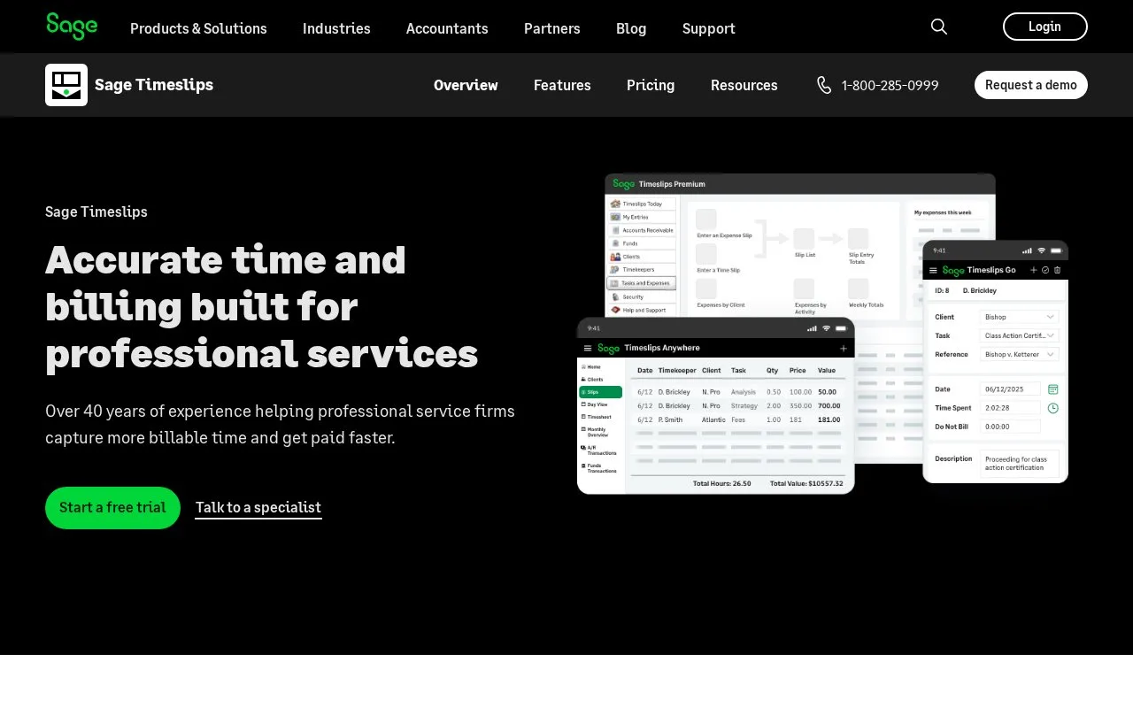 Screenshot of the Sage Timeslips homepage