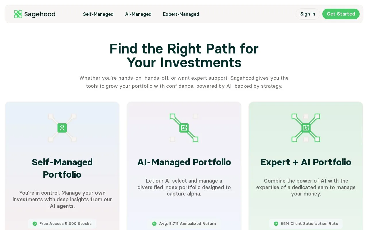 Screenshot of the Sagehood homepage