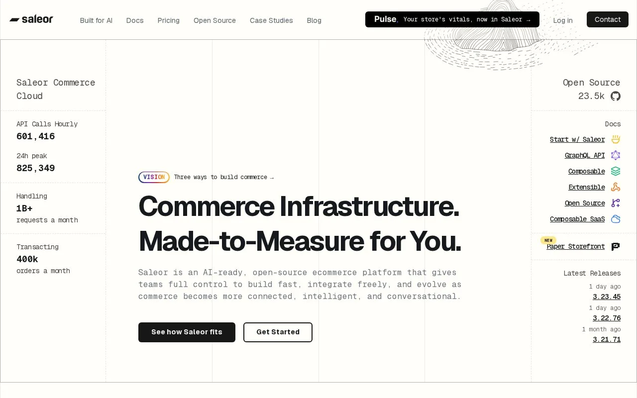 Screenshot of the Saleor homepage