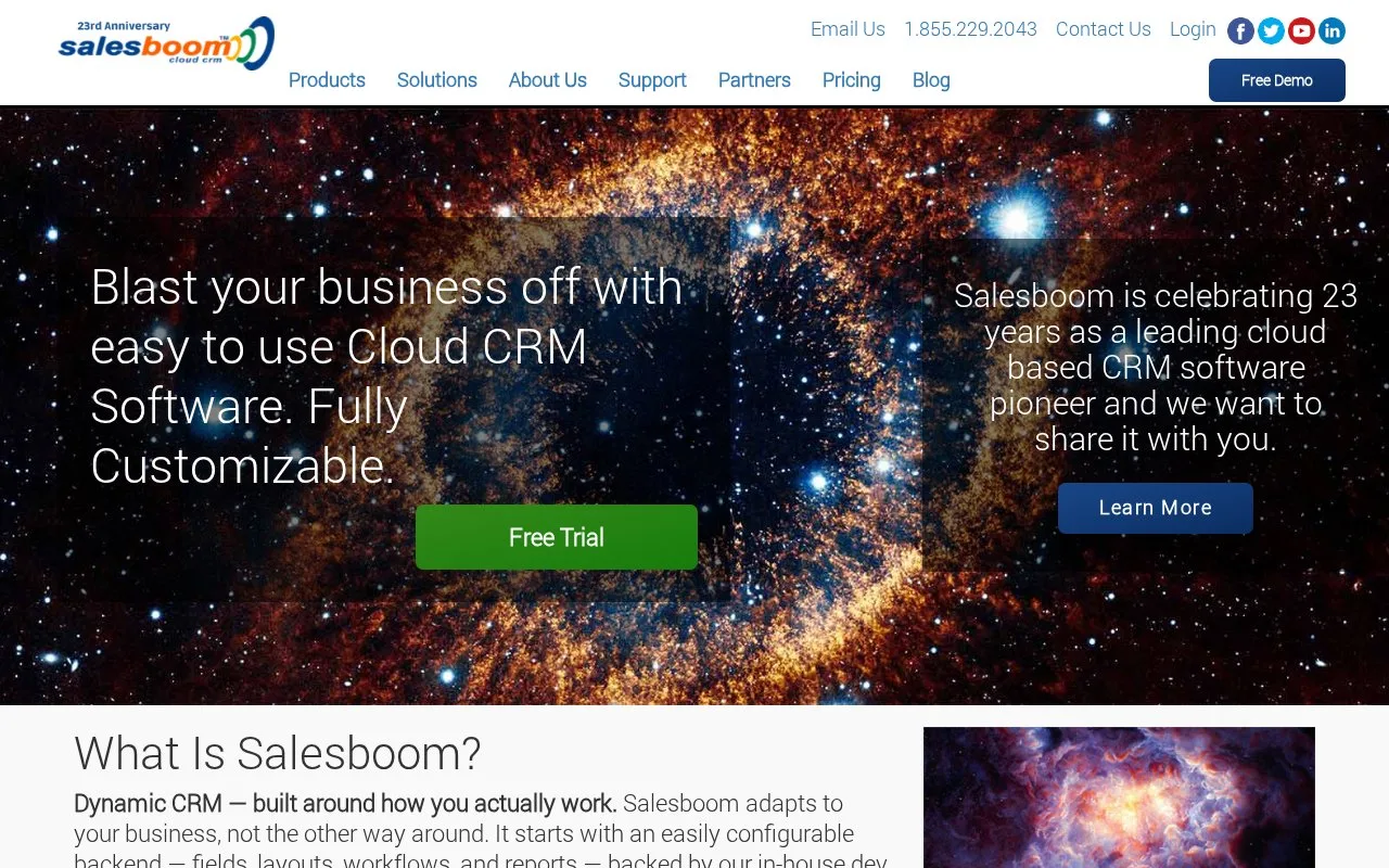 Screenshot of the Salesboom homepage