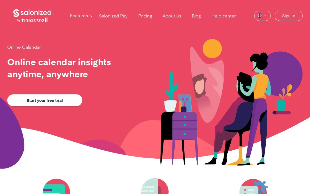 Screenshot of the Salonized homepage