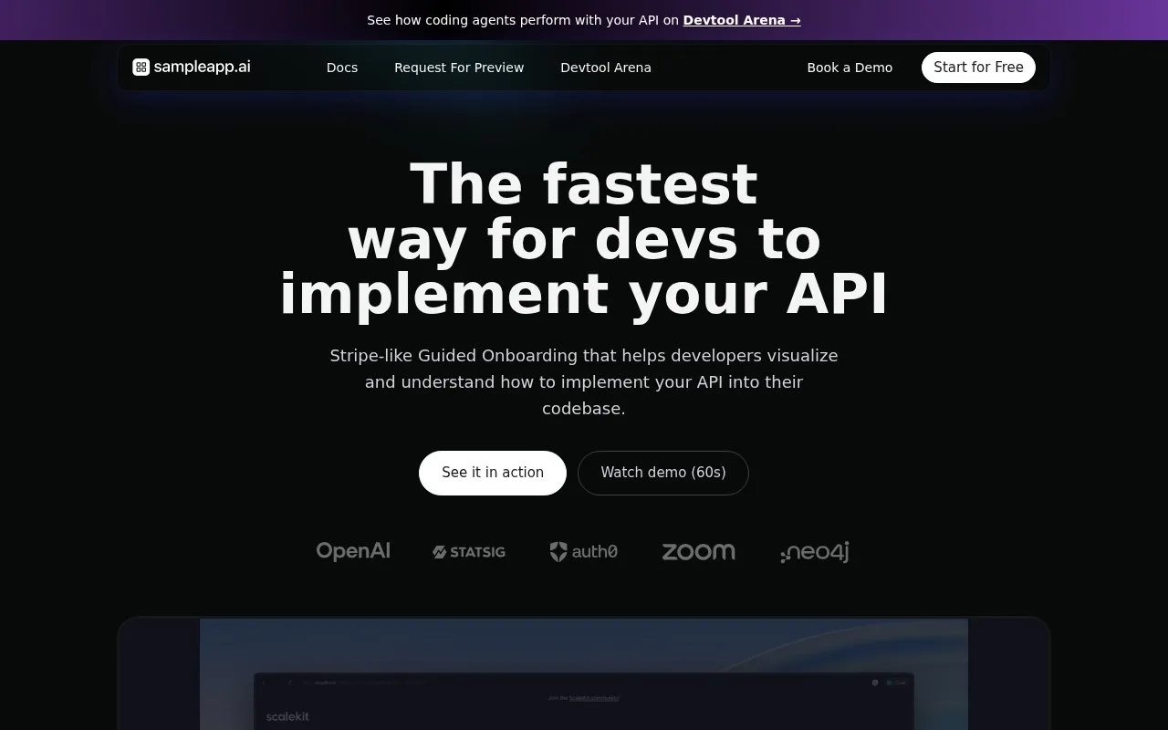 Screenshot of the SampleApp.ai homepage