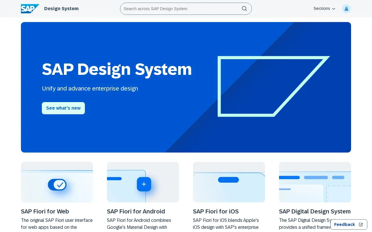 Screenshot of the SAP Design System homepage
