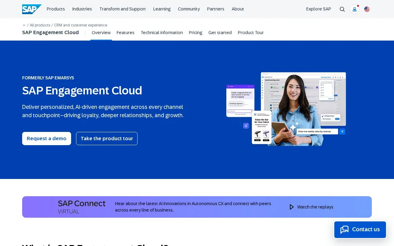 Screenshot of the SAP Engagement Cloud homepage