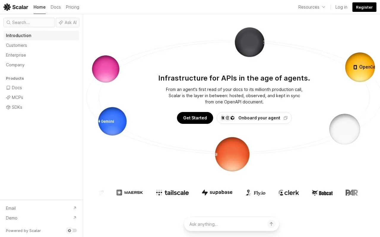 Screenshot of the Scalar homepage