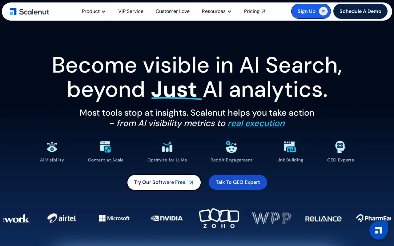 Screenshot of the Scalenut homepage