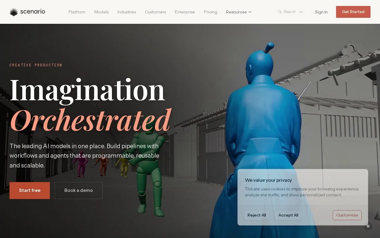 Screenshot of the Scenario homepage