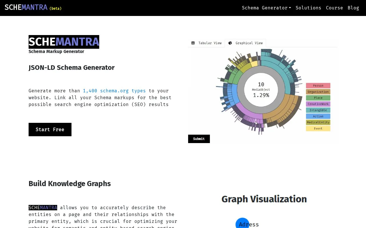Screenshot of the Schemantra homepage