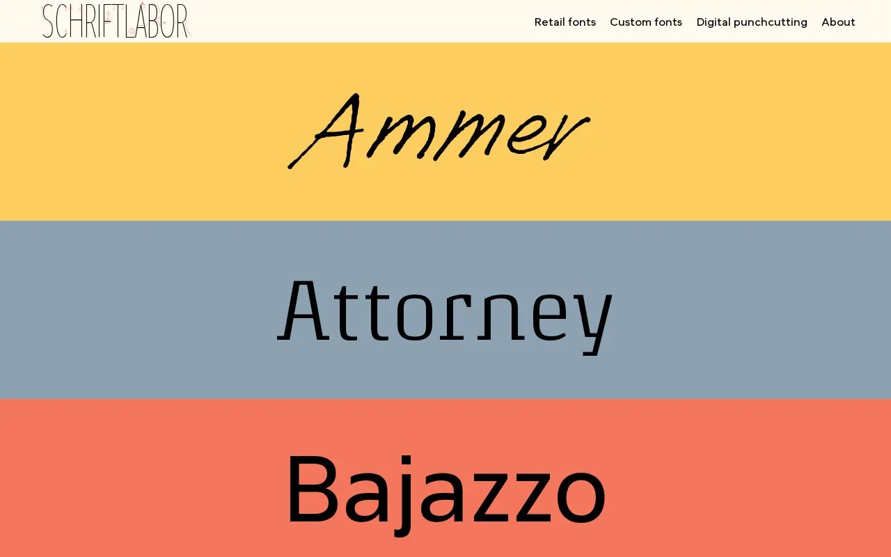 Screenshot of the Schriftlabor homepage