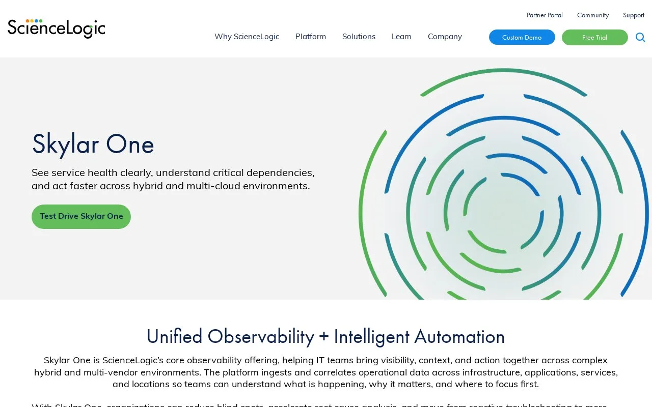Screenshot of the Skylar One homepage