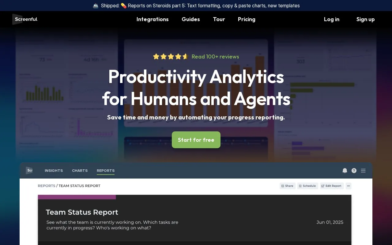 Screenshot of the Screenful homepage