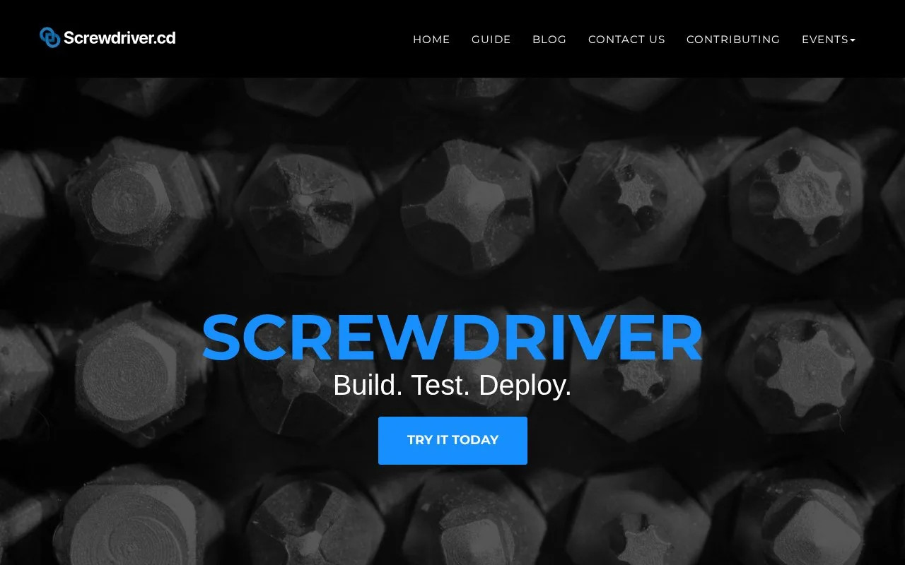 Screenshot of the Screwdriver homepage