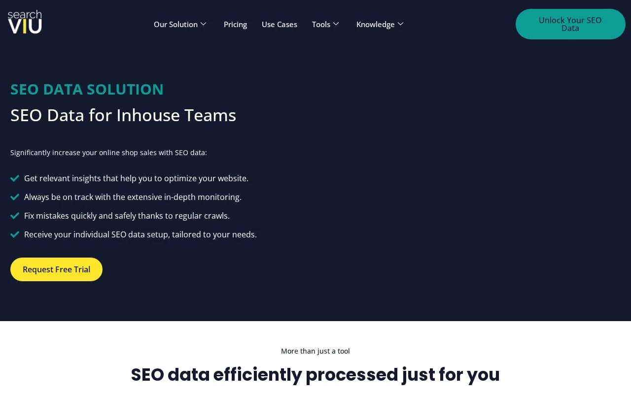 Screenshot of the searchVIU homepage