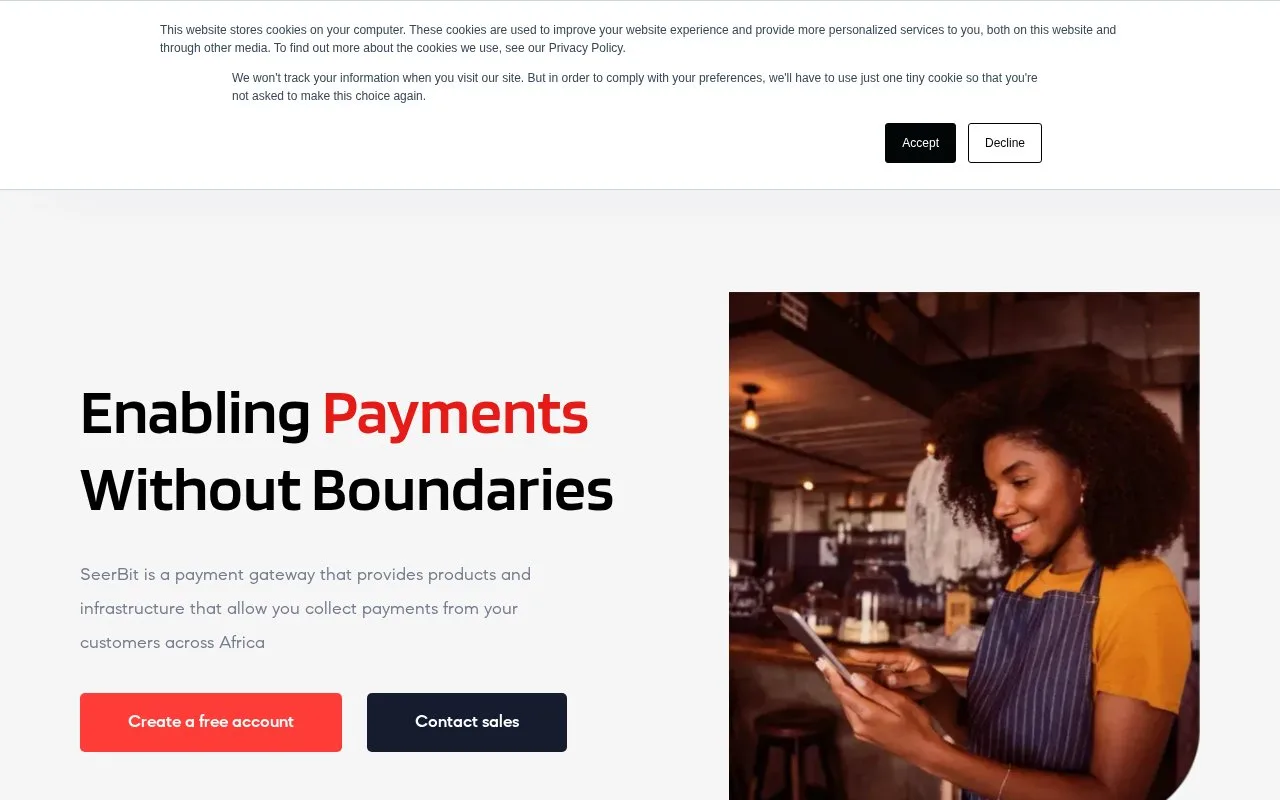 Screenshot of the SeerBit homepage