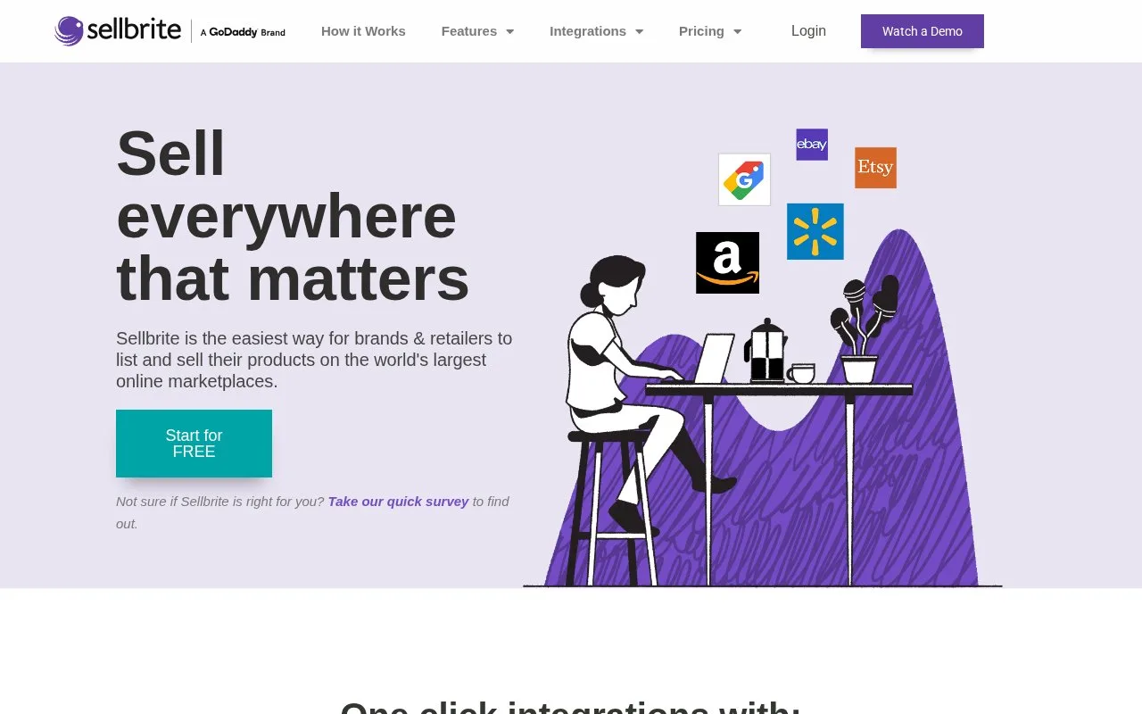 Screenshot of the Sellbrite homepage