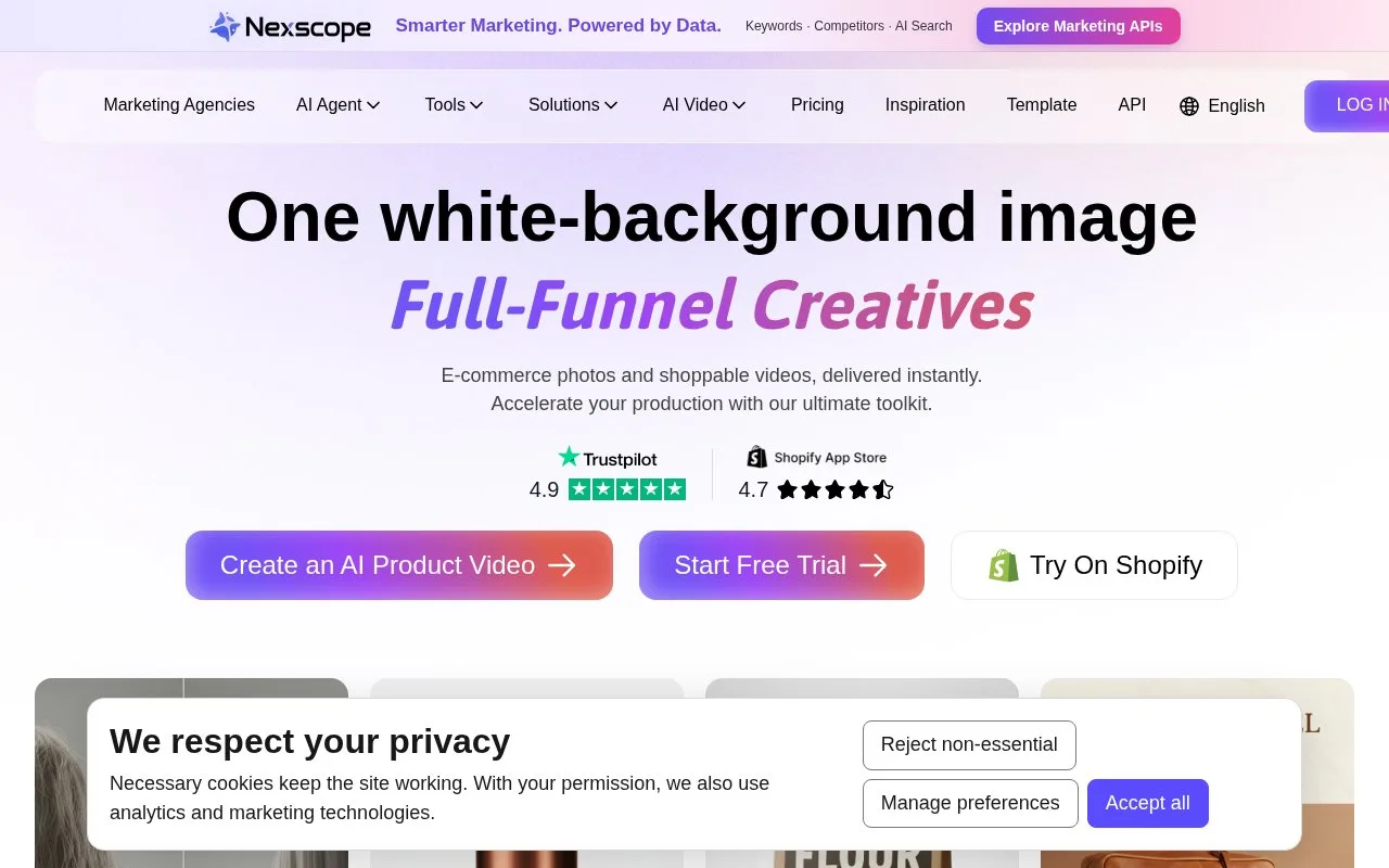 Screenshot of the SellerPic homepage