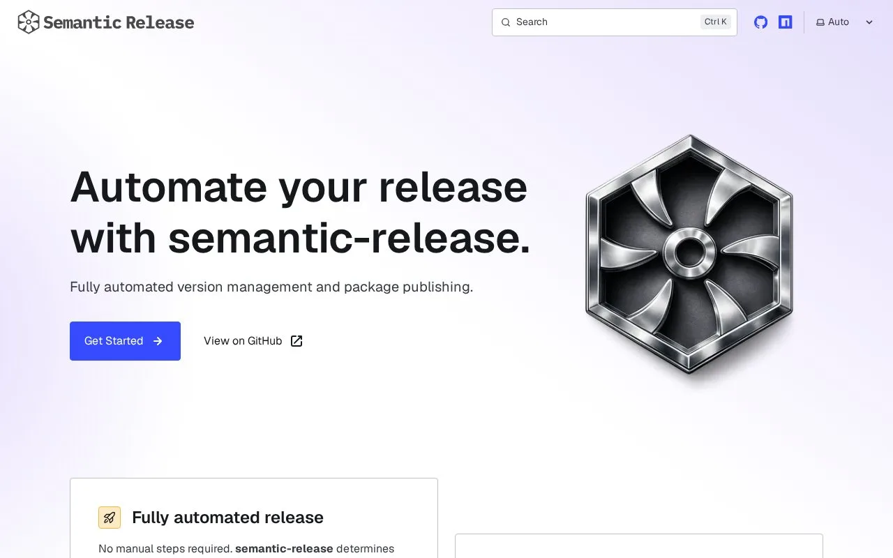 Screenshot of the semantic-release homepage