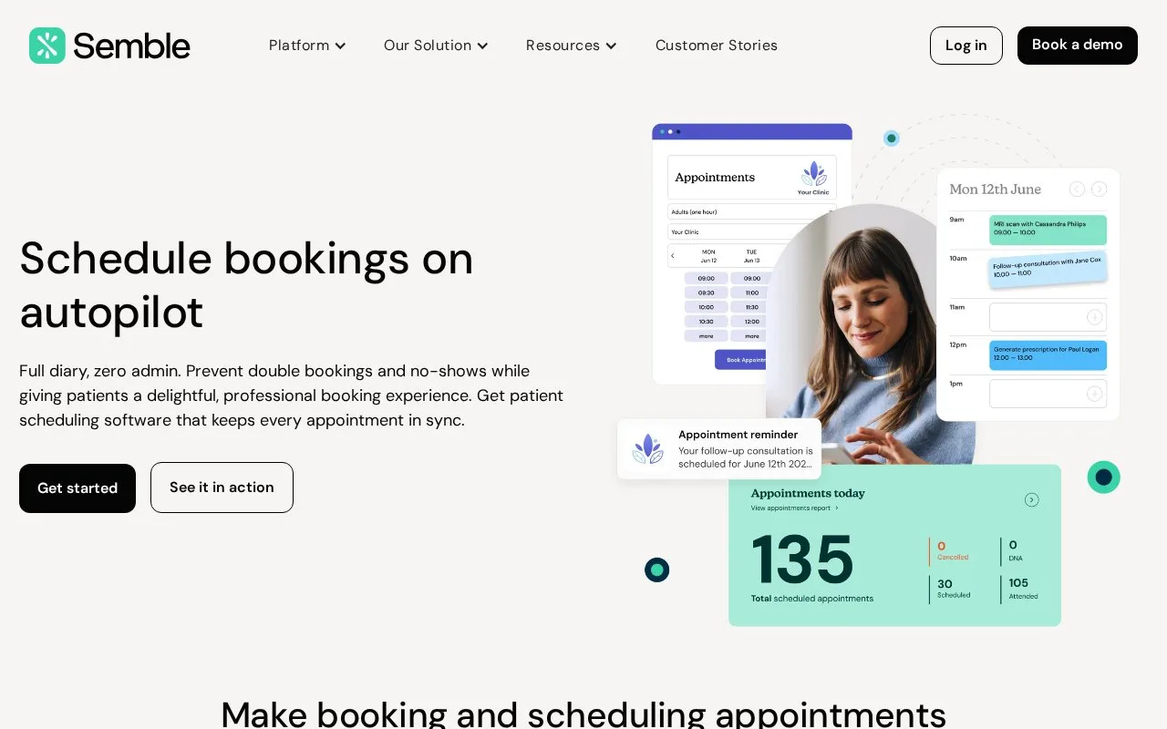 Screenshot of the Semble homepage