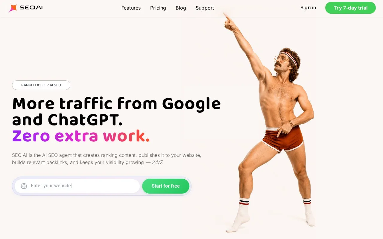 Screenshot of the SEO.AI homepage