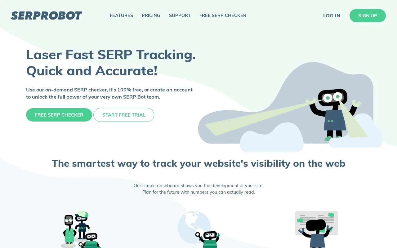 Screenshot of the SERPROBOT homepage