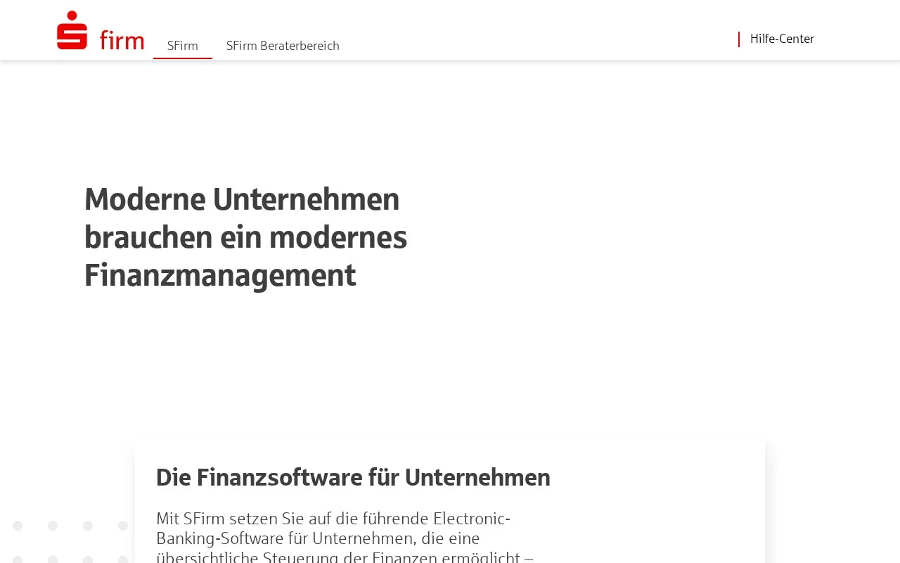 Screenshot of the SFirm homepage