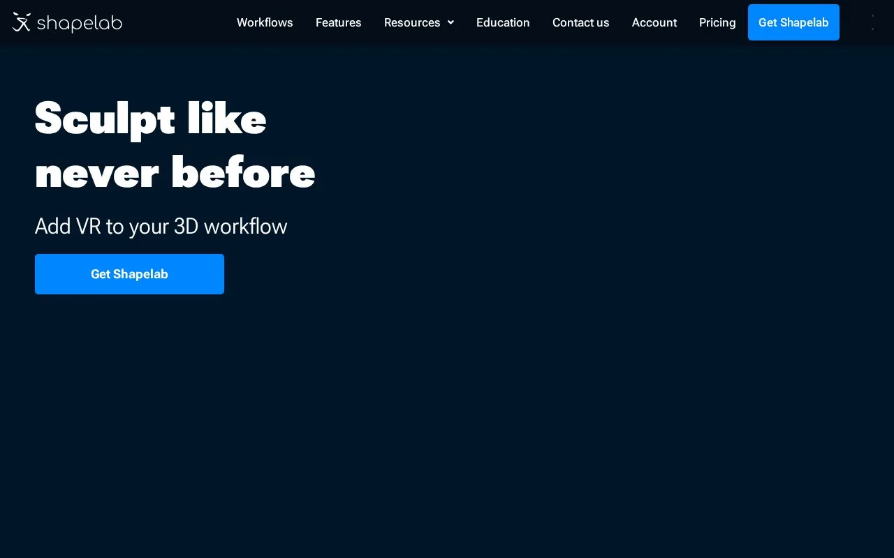 Screenshot of the Shapelab homepage