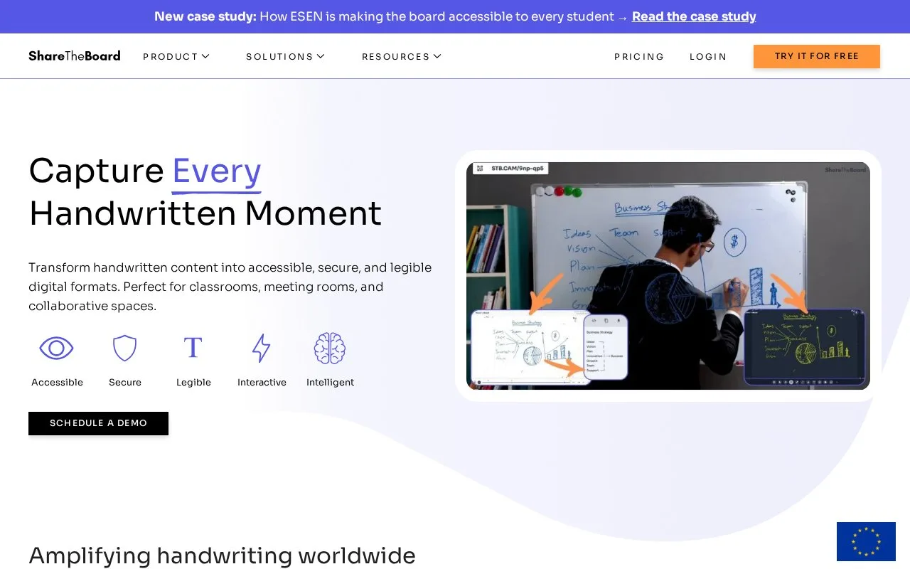 Screenshot of the ShareTheBoard homepage