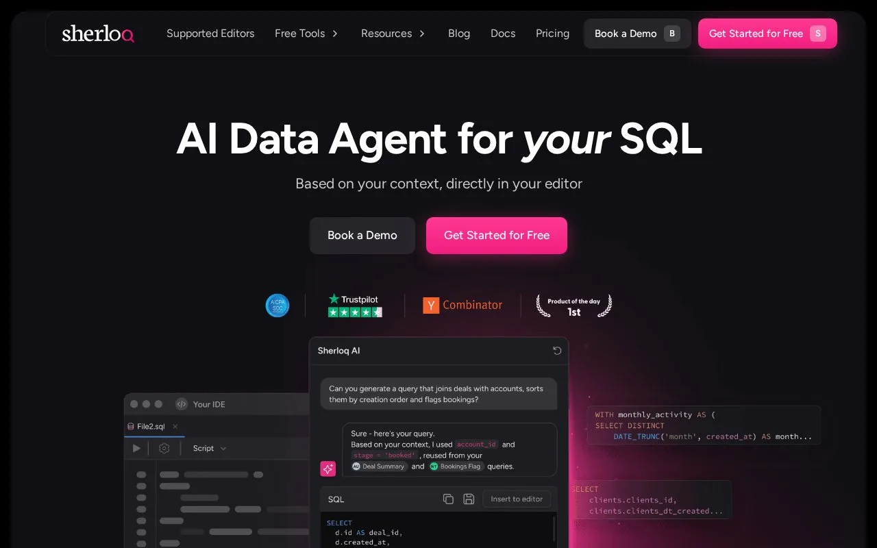 Screenshot of the Sherloq homepage