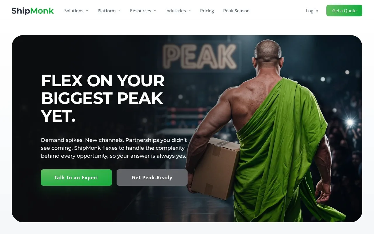 Screenshot of the ShipMonk homepage