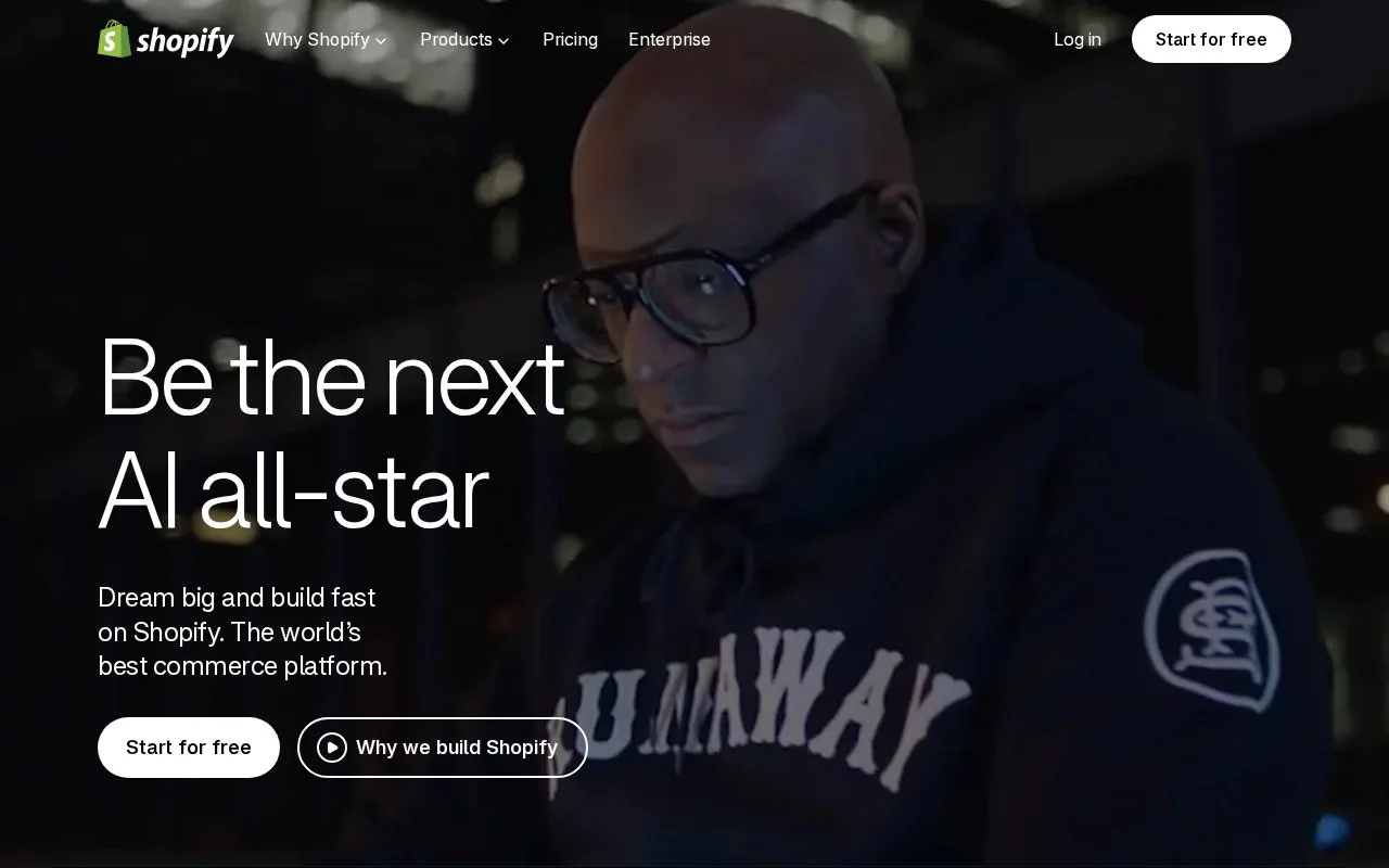 Screenshot of the Shopify homepage