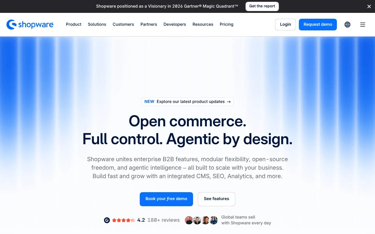 Screenshot of the Shopware homepage
