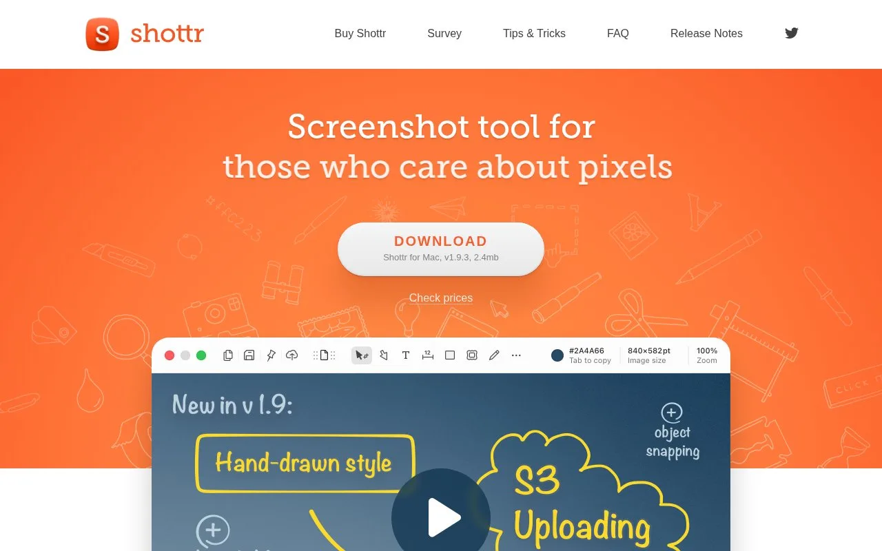 Screenshot of the Shottr homepage