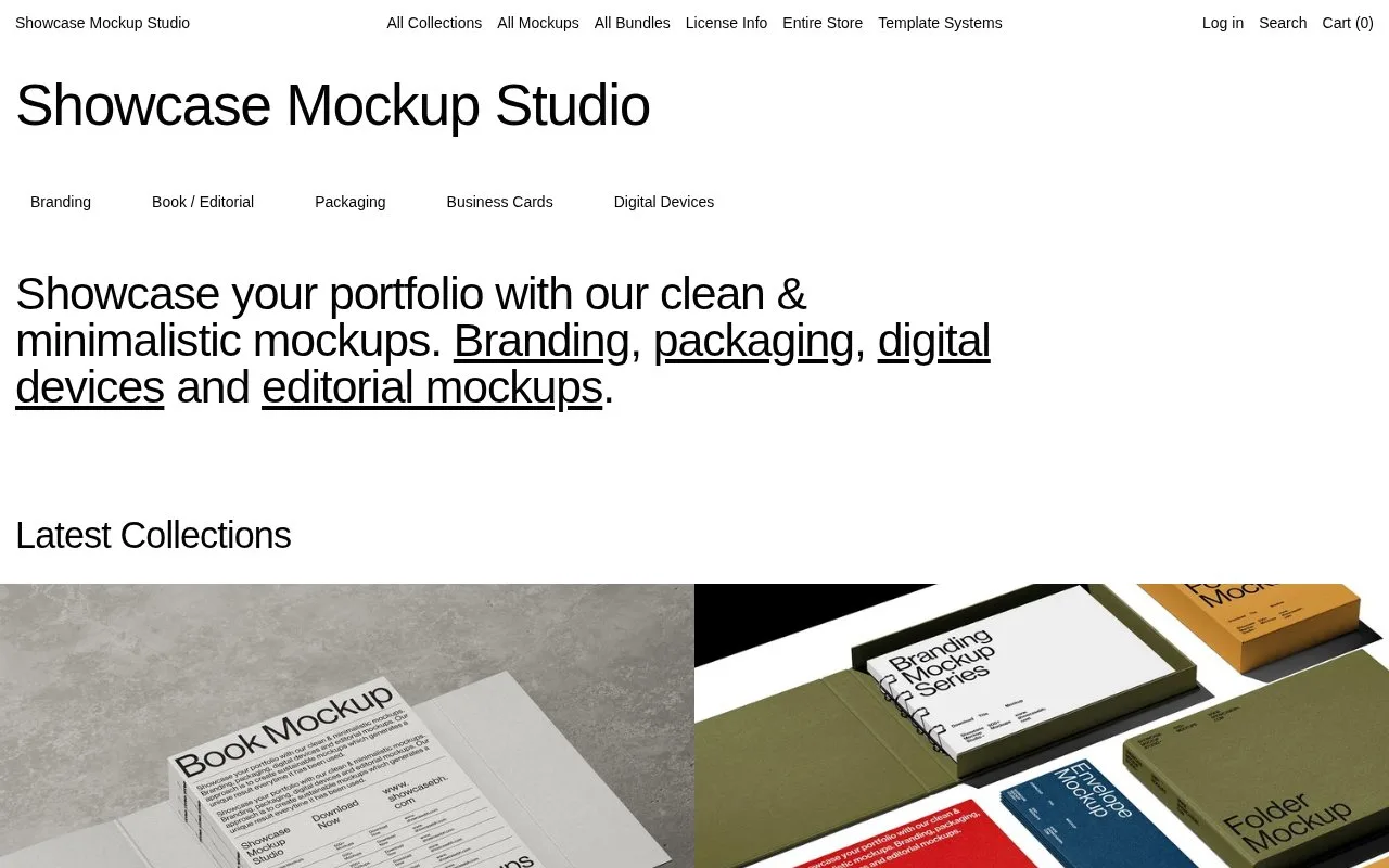 Screenshot of the Showcase Mockup Studio homepage