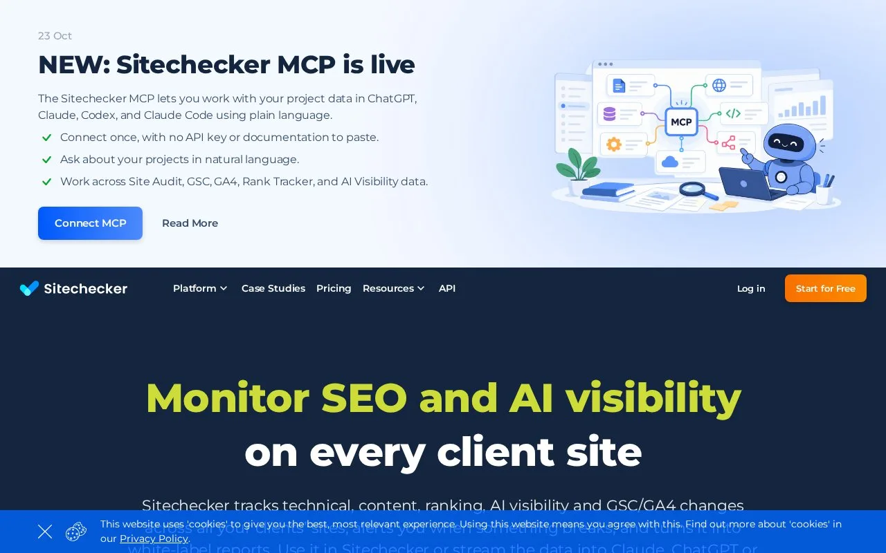 Screenshot of the Sitechecker homepage