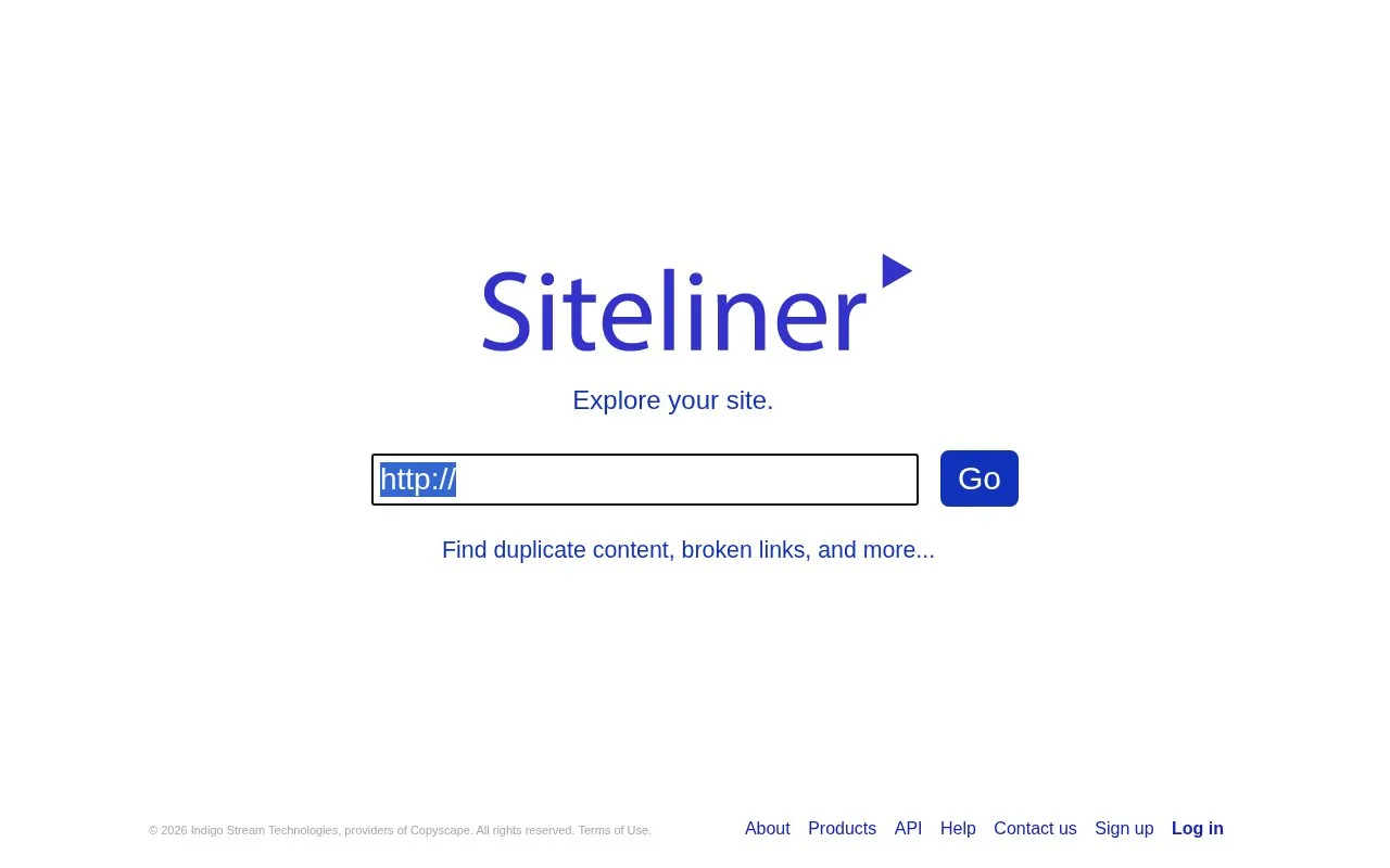 Screenshot of the Siteliner homepage