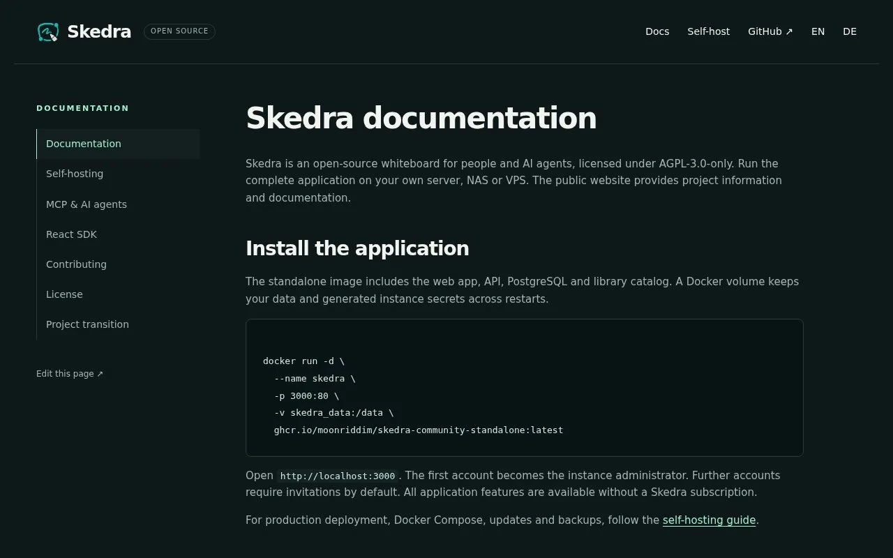 Screenshot of the Skedra homepage